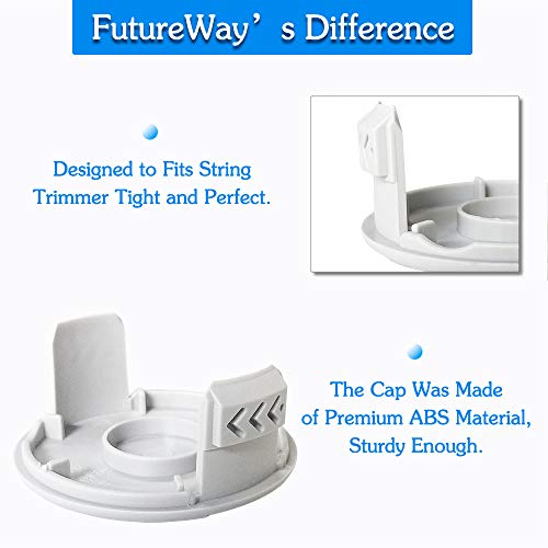 FutureWay String Trimmer Replacement Spool Line 0.065” 18-Volt 24V 40V, Compatible with Ryobi One+ AC14RL3A, Weed Eater String Autofeed 522994001 Cap, Cordless Trimmer Line 11ft, 8 Spools + 1 Cap