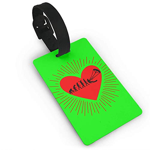 Luggage Tags Holders for Travel Luggage, Luggage Tags for Suitcases, Heart Evolution Kite Surfing Silhouette Plastic Luggage Tags PVC Travel Suitcase Labels ID Tag - Thumbnail 4