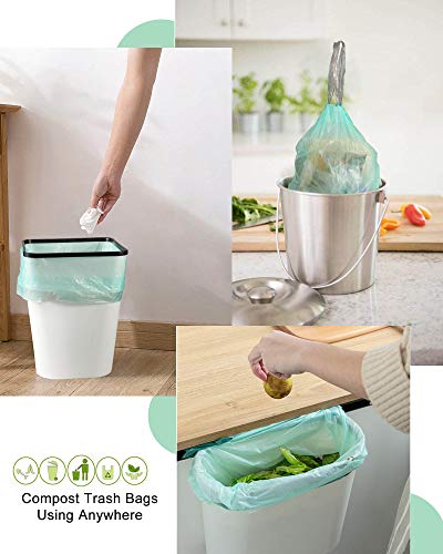 2.6 Gallon Trash Bags, AYOTEE Drawstring Trash Bags, 50 Counts Ultra Strong Bathroom Trash Bags Waste Basket Liners for Bathroom,Office,Pet,Car(Green)