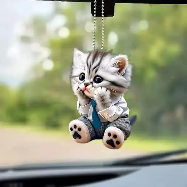 Photo 1 of 2DFIat Acrylic Cute Cat Pendant Car Hanging Christmas Decoration Pendant Backpack Keychain Gift Decoration