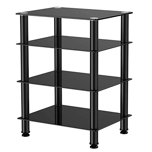 Fitueyes 4-tier Media Stand Audio/Video Component Cabinet with Glass Shelf for /Apple Tv/xbox One/ps4 AS406001GB - Thumbnail 4