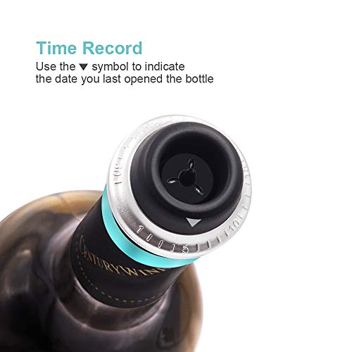 EZBASICS Wine Saver with 4 Wine Stoppers - Stainless Steel Wine Vacuum Pump with 4 Rubber Wine Bottle Stoppers with Vacuum