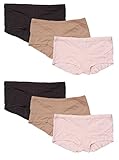 Hanes Women's 6 pack Classics Soft Stretch Boy short Panties 2 Nude 2 black 2 coral