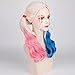 Genenric Wavy Curly Cosplay Wigs with Long Ponytail and Cap - Pink / Blue