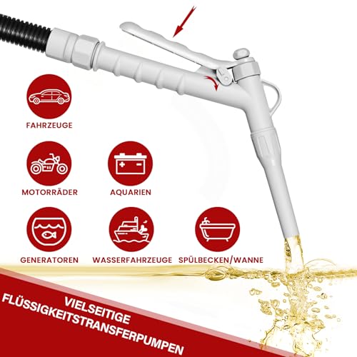 3.2GPM Electric Diesel Pump, 12 L/min Battery Operated Petrol Pump, Electric Fuel Pump with 136.5 cm Hose, Telescopic Barrel Pump for Petrol, Tractor, Generator, Lawn Mower - White
