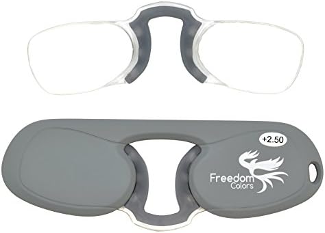 Freedom Colors +2.50 POWER. MINI READING GLASSES | RUBBER PINCE NEZ UNISEX STYLE | ULTRA SLIM READING GLASSES. (+2.50 Strength)