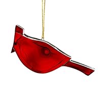 Ten Thousand Villages Hanging Semi-Translucent Red Glass Cardinal Ornament 