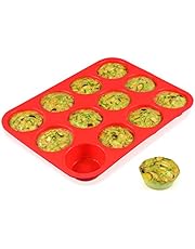 12 Cups Silicone Muffin Pan - Nonstick BPA Free Cupcake Pan 1 Pack Regular Size Silicone Mold