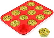 12 Cups Silicone Muffin Pan - Nonstick BPA Free Cupcake Pan 1 Pack Regular Size Silicone Mold