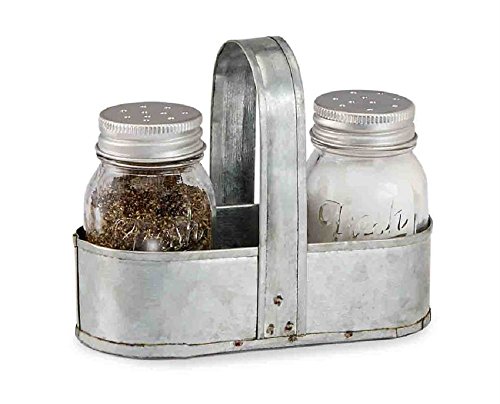 "Fresh" Salt and Pepper Jars Caddy Set, 3" Jars.