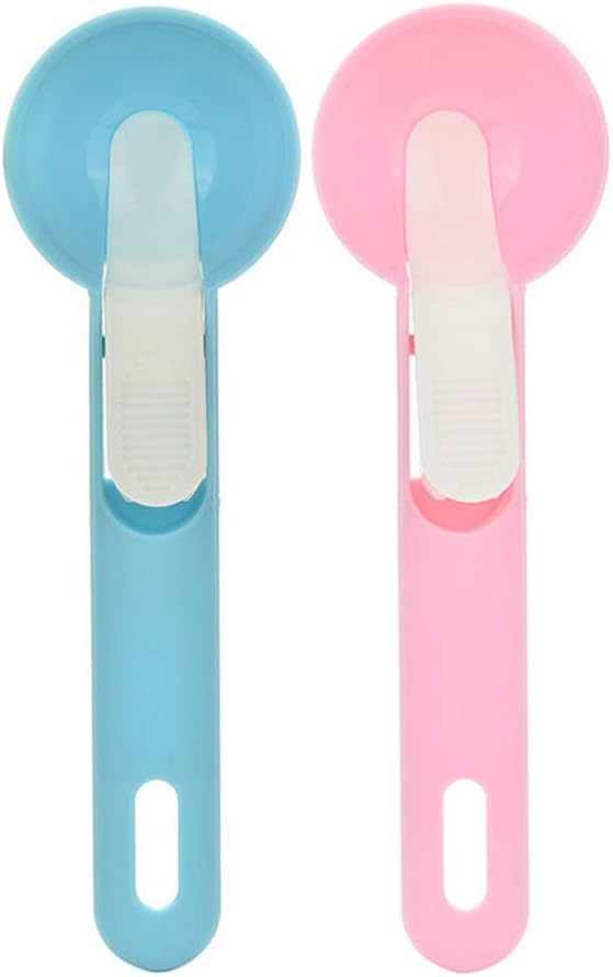 IKAAR 2pcs Ice Cream Scoop Plastic Ice Cream Scoopers with trigger for Fruit Ice Cream & Cookie Mash Food (Blue+Pink)