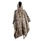 CAMTOA 3in1 Waterproof Rain Poncho,Multifunctional Military Camo Raincoat - Waterproof Tent Camping Rain Cover for Climbing Camping Hiking Desert Camouflage