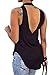 Pink Queen Women's Cut Off Backless Side Slit Tank Top Black Size L