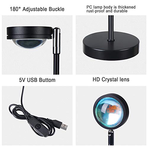 Sunset Lamp ,Sunset Projection Lamp,180 Degree Rotation USB Sunset Night Light,Romantic Visual LED Light for Home Party Living Room Bedroom Decor