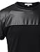 LE3NO Mens Premium Edgy Faux Leather Slub Raglan Short Sleeve T Shirt