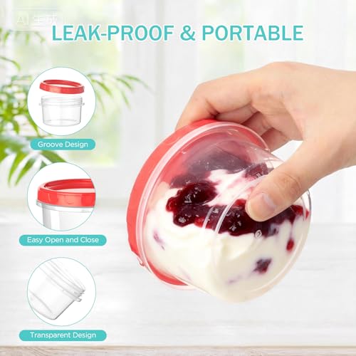 VINATO Set of 18 Airtight Food Containers, 200 ml Small Food Containers with Leakproof Lid, Set of Airtight Plastic Tupers in Red, Green & Orange, Stackable