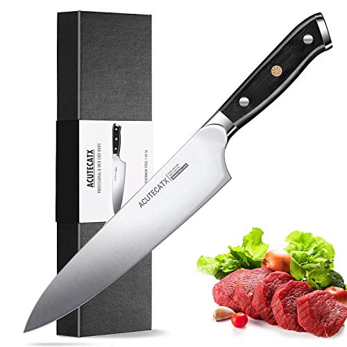 Chef Knife Kitchen Knife - 8inch German Steel High Carbon 1.4116,Professional Full Tang Sharp Carving Chopping Butcher Knife for Cutting Meat Fruit Vegetables,Best for Restaurant Family Cooking (Best Knife For Cutting Meat And Vegetables)