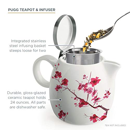 Tea Forte Pugg Ceramic Teapot Infuser Set with Loose Lea Tea Steeping