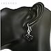 925 Sterling Silver Hand Blown Venetian Murano Glass Black Curve Line Heart Shaped Earrings