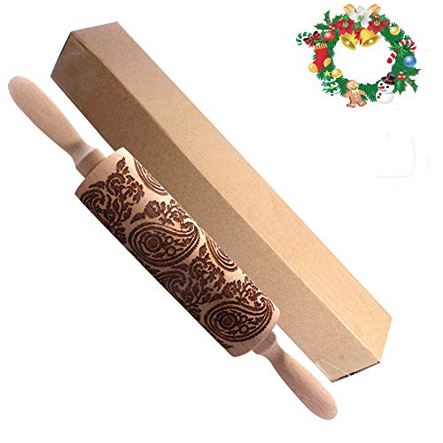 rolling pins embossed patterned rolling pin wood high-grade cookies pins Paisley