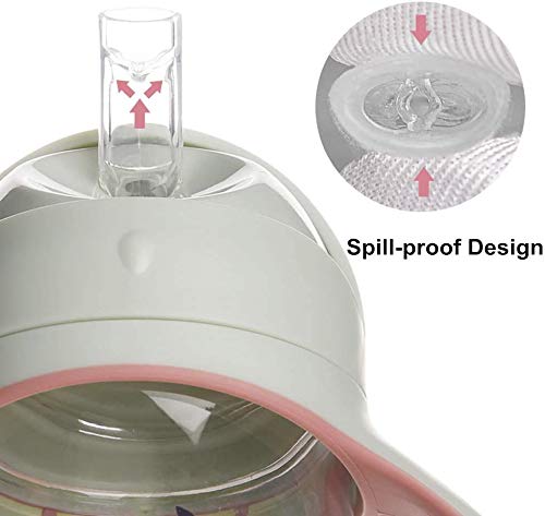 Bebamour Sippy Cup 6-36 Months Non Spill Straw Cup for Toddlers Soft Spout Cup Spill Proof Water Bottler for Kids, BPA Free, PPSU, 210ML, Green