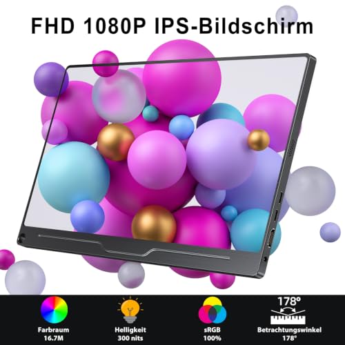 UPERFECT Portable Monitor 15.6 Inch with FHD 1080P IPS Matte Screen Standard HDMI/Type-C for Laptop/PC/Phone/Switch, Second Display with Protective Cover, VESA Compatible