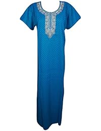 Womens Caftan Maxi Dress Printed Cotton Summer Kaftan Nightgown Nightdress L