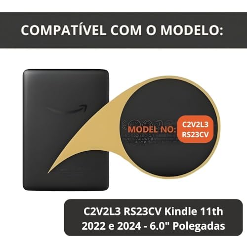 Capa Giratória 360° para Kindle 11ª Geração 6” (2022 e 2024 – C2V2L3 e RS23CV) – Com Suporte Integrado – Auto Hibernação – Fechamento Magnético E Traseira Transparente (Azul Marinho)