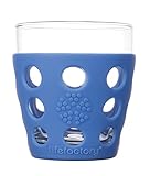 Lifefactory 10-Ounce BPA-Free Indoor/Outdoor Glassware with Protective Silicone Sleeve, Cobalt, Set of 2