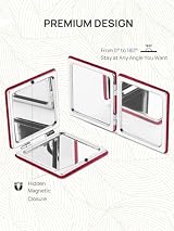 OMIRO Compact Mirror Glitter PU Red 1X 3X Magnification Ultra Portable Purse view 7