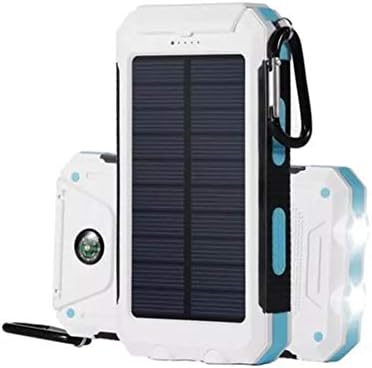 Solar Chargers 30,000mAh, Dualpow Portable Dual USB Solar Battery Charger External Battery Pack Phone Charger Power Bank with Flashlight for Smartphones Tablet Camera (White/Light Blue)