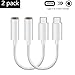 USB C to 3.5mm Headphone Jack Cable Adapter 2-Pack, AKwor Type C 3.1 Male to 3.5mm Female Stereo Audio Headphone Connector only for Motorola Moto Z, LeEco Le 2/Max 2, Not Fit for HTC (White)