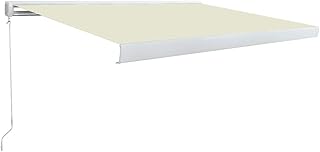 vidaXL Kassettenmarkise Manuell Gelenkarmmarkise Markise Vollkassettenmarkise Sonnenschutz Garten Terrasse Balkon 300x250cm Creme Alu