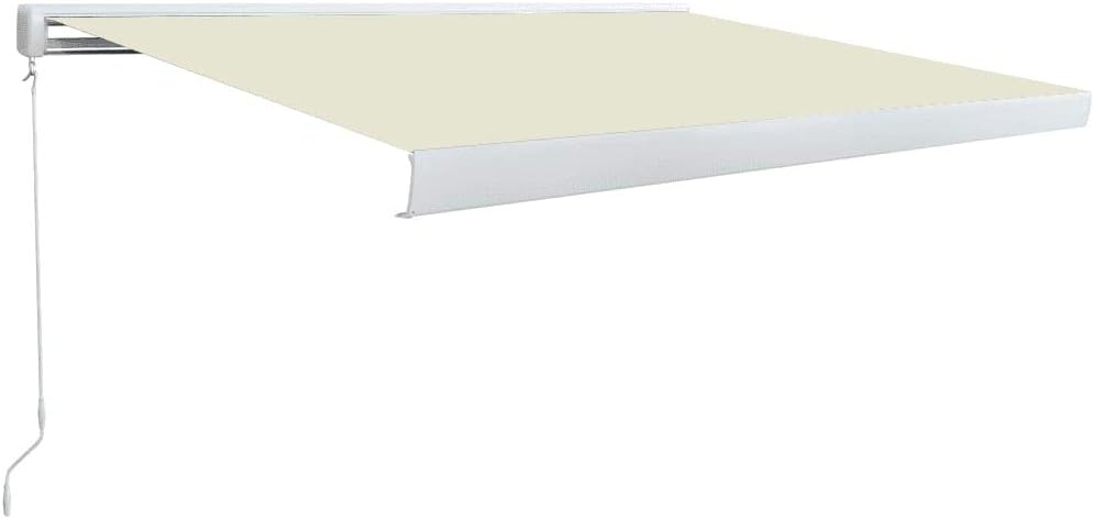 vidaXL Kassettenmarkise Manuell Gelenkarmmarkise Markise Vollkassettenmarkise Sonnenschutz Garten Terrasse Balkon 300x250cm Creme Alu
