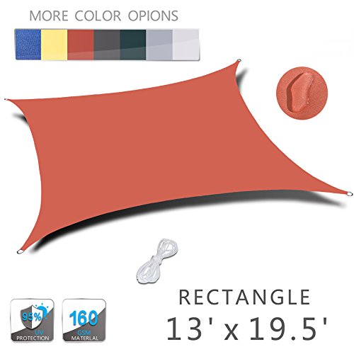 LOVE STORY 13′ x 19.5′ Rectangle Orange Red Waterproof Sun Shade Sail Perfect for Ou ...