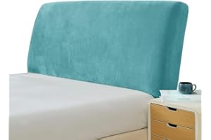 ITFRO Teal Blue Bed Headboard Cover Stretch Velvet Headboard Slipcover Bed Head Cover Dustproof Protector for Bedroom Decor 60 Inches (Teal Blue, 60")