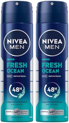 NIVEA MEN Antibacterial Deodorant Spray for Men, Fresh Ocean, 48H
