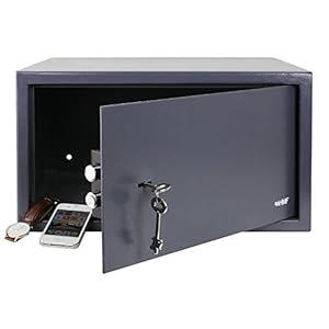 HMF 49204-11 Tresor passend für Laptop und Ordner, Möbeltresor Doppelbartschloss, 45,0 x 25,0 x 36,5 cm , anthrazit – Bild 3