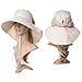 Womens Wide Brim Summer Sun Flap Bill Cap Cotton Hat Neck Cover UPF 50+ Beige