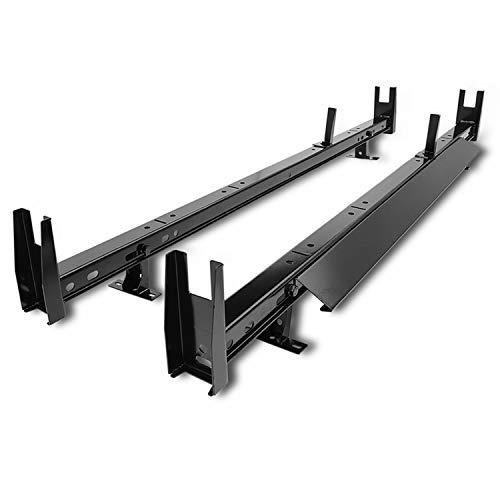 TAC Universal 2 Bars Roof Ladder Rack 600 LBS Capacity Utility Adjustable Cross Bar with Stopper for Van Without Rain Gutter Fit for Kayak Canoe Ladder Lumber Pipes Cargo Carrier Accessories
