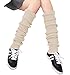 Urban CoCo Women's Winter Knee High Footless Socks Knit Crochet Leg Warmer (Beige)