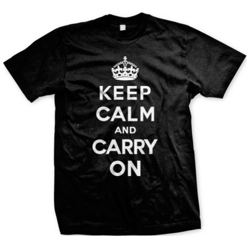 Men's Keep Calm And Carry On T-Shirt Tee Funny Graphic Tee Size L