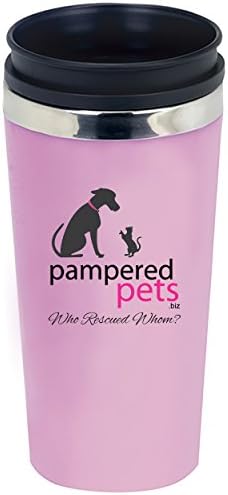 Pampered Pets Acrylic and Stainless Steel Tumbler with Logo and Who Rescued Whom?, 17-Ounce, Pink