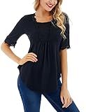Uniboutique Womens Half Sleeve Scoop Neck Loose Casual Swing Tunic Top Shirt Blouse
