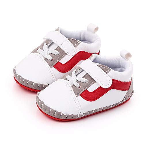 Lidiano Baby Boy Toddler Breathable Non Slip Rubber Sole Sneakers 0-18 Months (12-18 Months, Red)