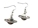 Saturn Dangle Earrings,science,space Solar System Planet Interstellar Galactic Jewelry in Antique Silver