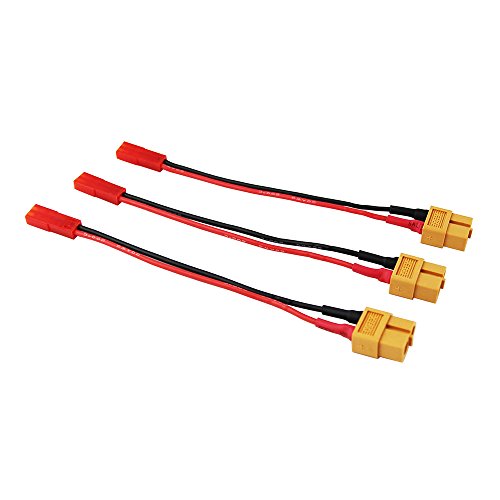 OliYin 3pcs Female XT-60 to Female JST Connector Adapter Cable LiPO XT60 3.93inch 10cm 20awg Wire(Pack of 3)