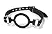 Lockable Open Mouth Gag BDSM Bondage Adjustable Soft Silicone Rubber Straps with Steel Ring (Color: Black)