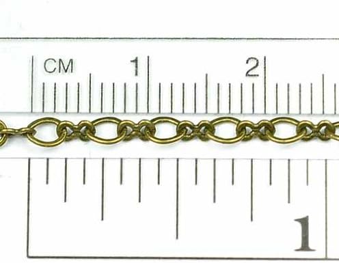 Chainologie Antique Brass Chain _#21: 3x3.5mm Modified Flat Peanut/Oval Link Cable Chain (Per Yard/Per 3 Feet)