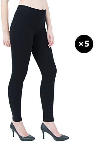Indero Women’s Ankle Length French Terry Leggings AL14009 (S/M, 5X - Black)